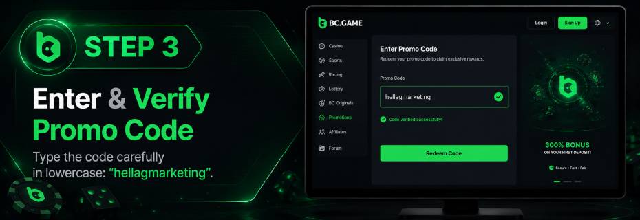 Enter & Verify promo codes